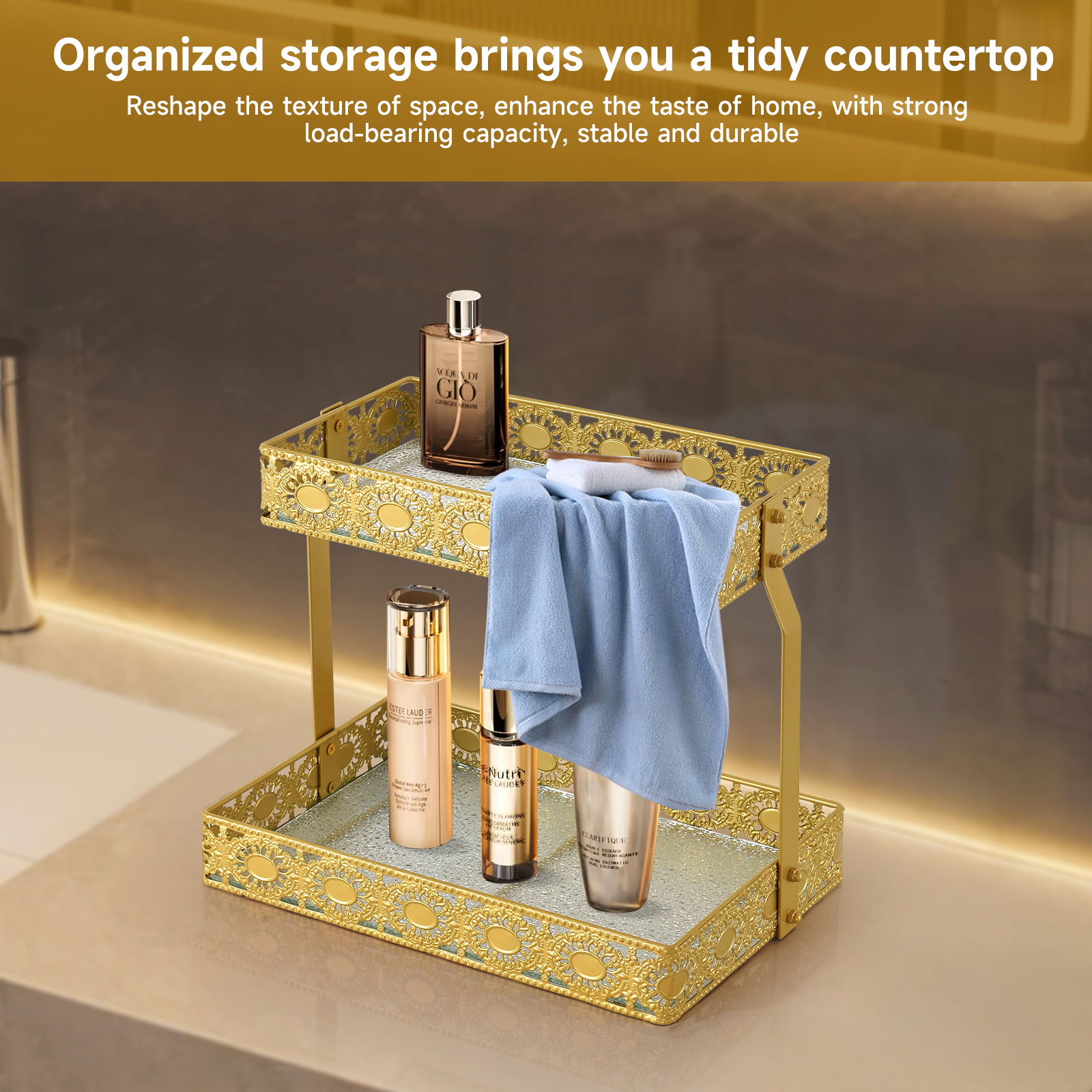 Double-Layer Glass Storage Tra - High Luxury Skincare ulasan dan harga