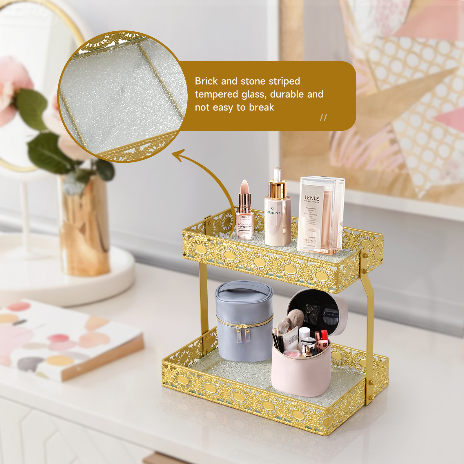 Double-Layer Glass Storage Tra - High Luxury Skincare ulasan dan harga